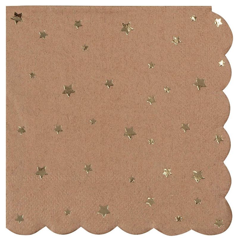 Juvale 50-Pack Scalloped Gold Stars Disposable Kraft Paper Napkins Party Supplies, 1 of 8