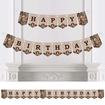 Big Dot of Happiness Gone Hunting - Deer Hunting Camo Birthday Party Bunting Banner - Birthday Party Decorations - Happy Birthday