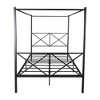 Metal Canopy Bed Frame, Platform Bed Frame Queen with X Shaped Frame Queen Black - 4 of 4