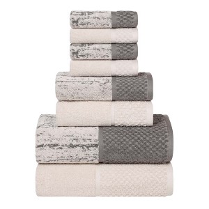 100% Cotton Medium Weight Two-Toned Jacquard and Solid Assorted Towel Set by Blue Nile Mills - 1 of 4