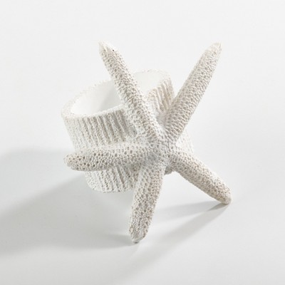 Off-White Starfish Coastal Napkin Rings Set of 4