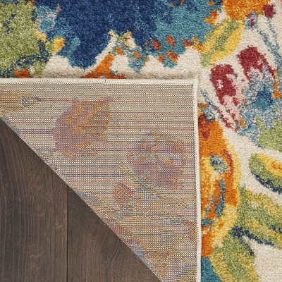 Ivory Floral Synthetic 8' x 10' Rectangular Area Rug
