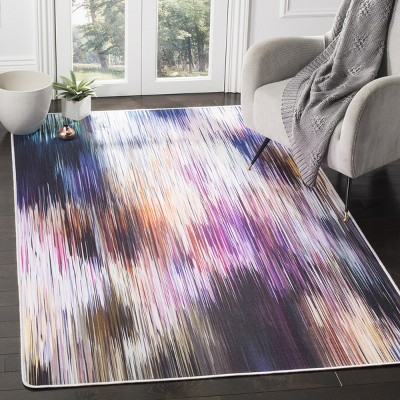 Ivory and Multicolor Abstract Rectangular Area Rug