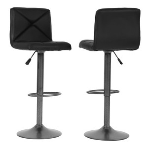 FDW Bar Stools Set of 2  with 360° Swivel Function Cross-Stitch Backrest & Adjustable Height for Home or Commercial Use - 1 of 4