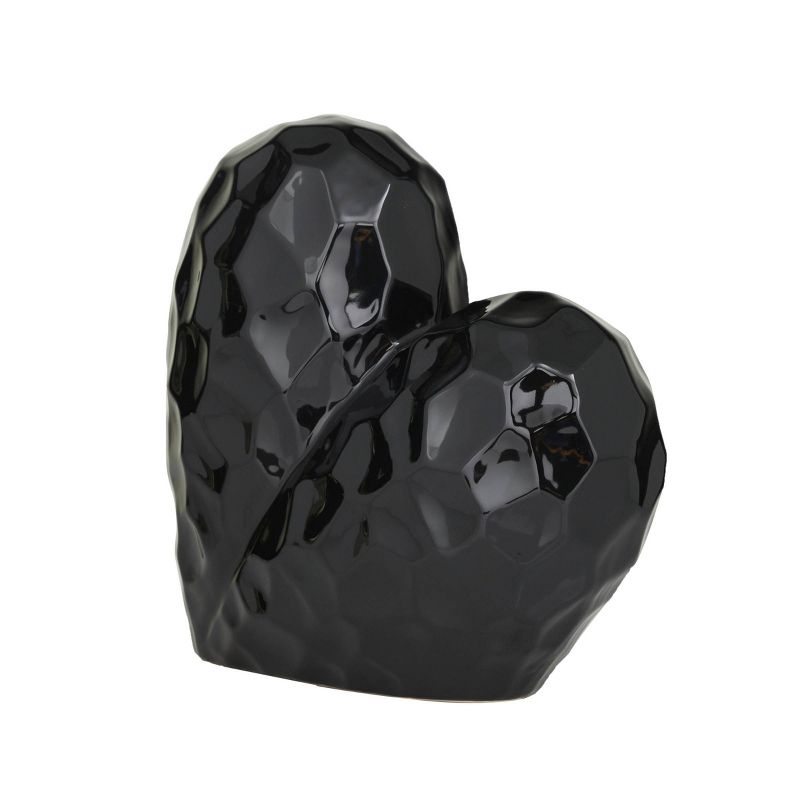11&#39;&#39; x 12&#39;&#39; Porcelain Heart Sculpture Black - Olivia &#38; May, 4 of 7