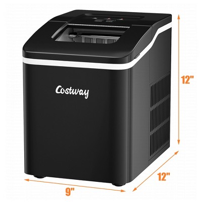 Black Glass Portable Countertop Ice Maker with Scoop