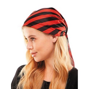 Morris Costumes Adults' Red & Black Striped Pirate Bandana Halloween Costume Accessories - Red One Size - 1 of 1
