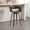 Bekrvio 26" Mid Century Modern Swivel Counter Height Bar Stools - PU Leather Upholstered with Back, Walnut Bent Wood Legs for Kitchen Island Dining - 2 of 4