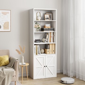 Industrial Bookshelf, Display Storage Shelves, 71.4in Tall Farmhouse Bookcases, Wooden 6 Shelf Bookshelvels for Bedroom, Living Room, Home Office - 1 of 4