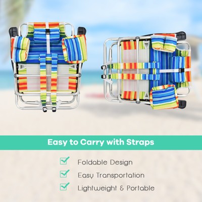 Colorful Striped Aluminum Folding Beach Chairs with Arms