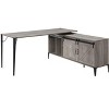 PAGED L Shaped Computer Desk Modern Wooden Office Desk with Storage Cabinet and Sliding Barn Door for Work - 3 of 4