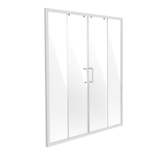 VEVOR Semi-frameless Shower Door,57.8-59Wx70H in, Double Sliding with 1/4 in(6mm) Tempered Glass, Waterproof Shatterproof NANO Stainproof,Clear&White - 1 of 4