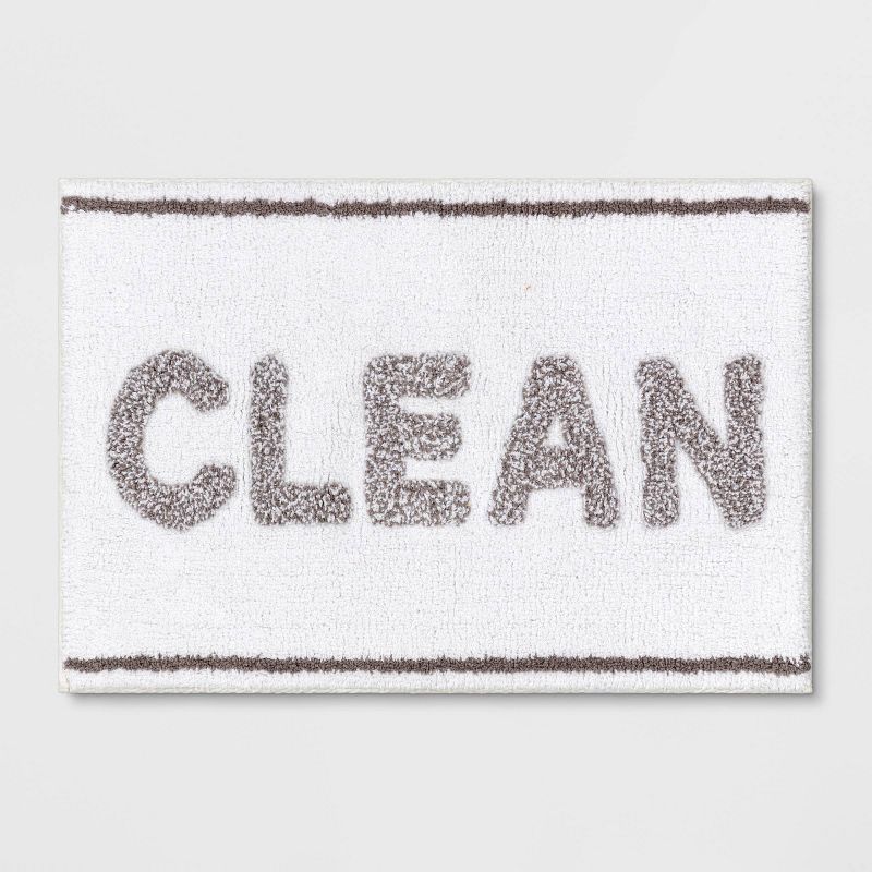 20&#34;x30&#34; Clean Tufted Bath Rug White/Gray - Room Essentials&#8482;, 1 of 6