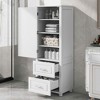 MAYEERTY Tall Bathroom Cabinet Freestanding 2 Drawers Adjustable Shelf MDF Painted White - 2 of 4