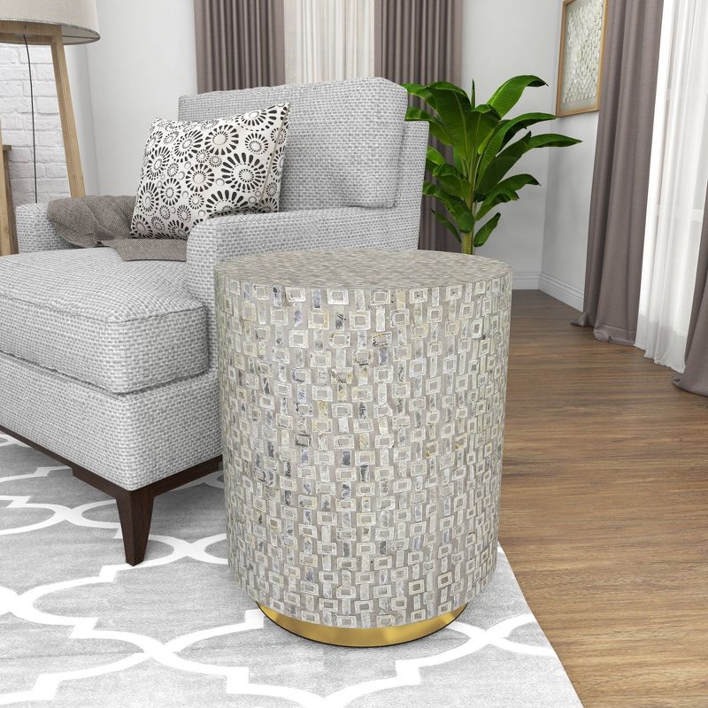 Contemporary Mother of Pearl Accent Table Gray - Olivia &#38; May, 5 of 15