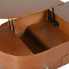 Sapphtopaz Lift Top Coffee Table with Marble-Patterned Rotating Tray Wood Center Table with Hidden Compartment Oval Coffee Bar for Living Room - 3 of 4