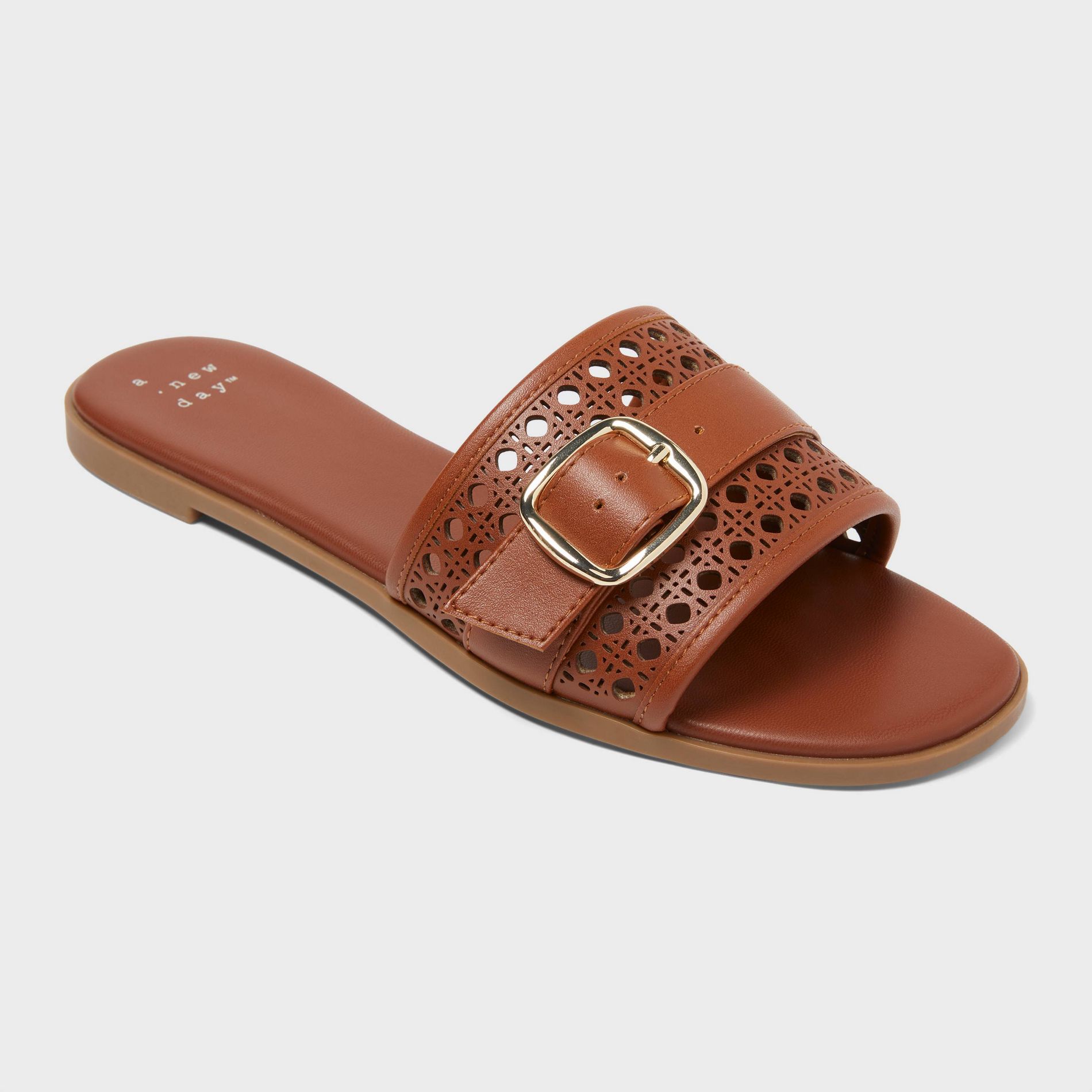 Women’s Tamar Sandals with Memory Foam Insole - A New Day™ Cognac
