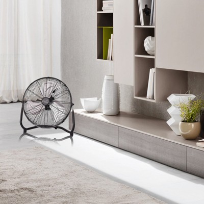 Vie Air 14" Black Metal Floor Fan with Adjustable Tilt