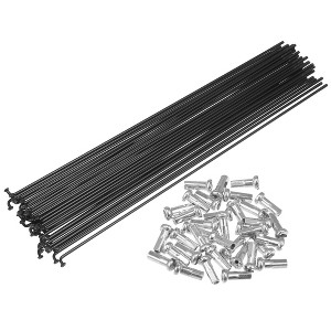 Unique Bargains 14G Bicycle Carbon Steel Spoke with Nipples Black 36 Pcs - 1 of 4