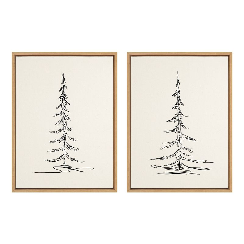 18&#34; x 24&#34; 2pc Sylvie Minimalist Evergreen Trees Sketch Framed Canvas Set by the Creative Bunch Studio - Kate &#38; Laurel All Things Decor, 1 of 8