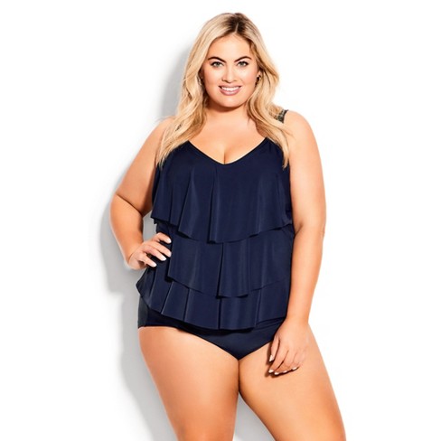 Avenue | Women's Plus Size Nautical Tankini Top - Navy - 14w : Target