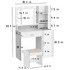 CAVINAS Vanity Desk with Mirror Vanity with Full Body Mirror Cabinet, Built-in Socket for Apartment, Bedroom - 3 of 4