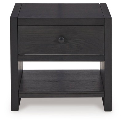 Modern Black Square Wood End Table with Storage