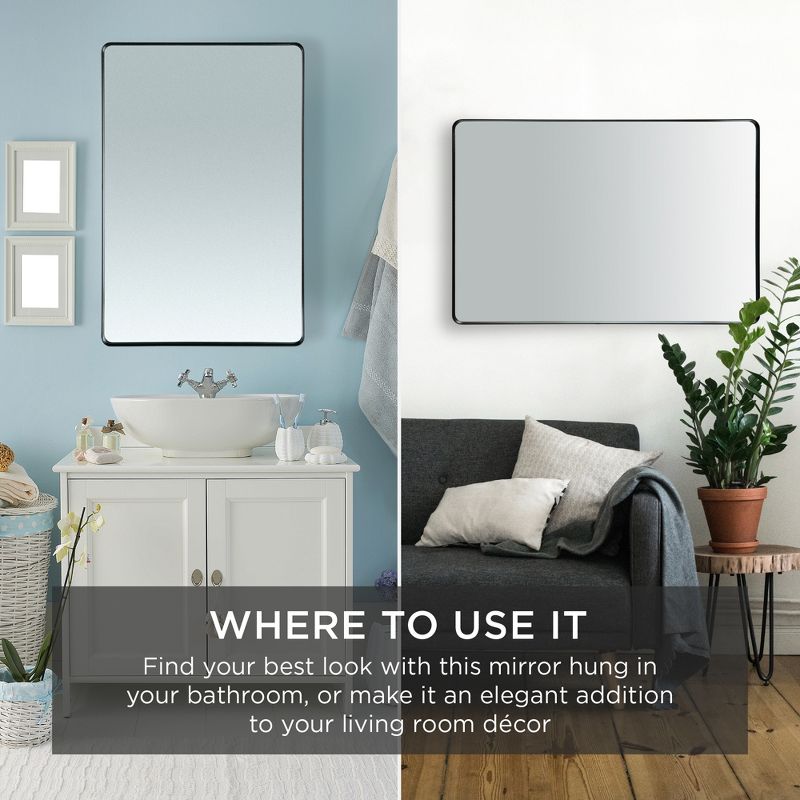 Best Choice Products 24x36in Recessed Bathroom Vanity 2-Way Wall Mirror w/ Rounded Corners, Anti-Blast Film, 4 of 11