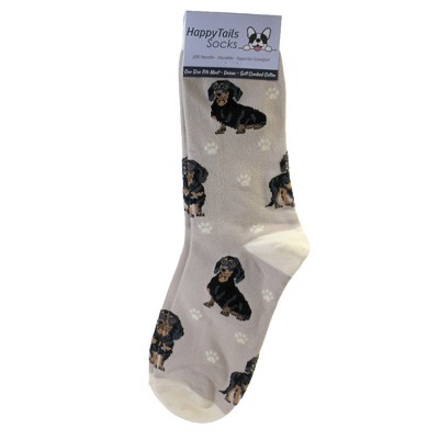 Novelty Socks 14.0" Black Daschund Happy Tails Sock Premium Quality E & S Pet  -  Socks