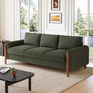 83.86" Teddy Velvet Curved 3-Seater Sofa with High Weight Capacity, Durable Solid Wood Frame and Easy Maintenance - 1 of 4