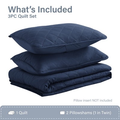 Sage Green Microfiber Diamond Stitched Full Quilt Set