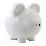 Bank White Piggy Bank  -  One Bank 7.5 Inches -  Saving Money  -  3808Wt  -  Ceramic  -  White