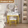 JUJABU Makeup Vanity Table with Lighted Mirror, Power Outlet, 2 Drawers, Metal Legs & Chair for Bedroom or Dressing Room - 4 of 4