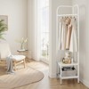 Metal corner hangers, independent hangers with 2-layer storage shelves, floor hangers for corridors, entrances, bedrooms, living rooms, and offices - 2 of 4