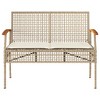 vidaXL Patio Bench with Cushion Beige Poly Rattan Acacia Wood - 4 of 4