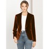 INSPIRE CHIC Women's Office Solid Shawl Collar Jetted Pockets One Button Velvet Blazer - 2 of 4