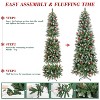 Gikpal 6ft Pre-Lit Artificial Pencil Christmas Tree, Skinny Spruce Slim Holiday Decoration w/ 600 Tips, 200 Incandescent Lights, Metal Hinges & Base - 3 of 4