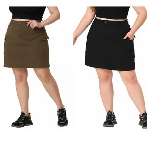 Agnes Orinda Women's Plus Size A Line Above Knee Zipper Front Flare Short Skirt - 1 of 4