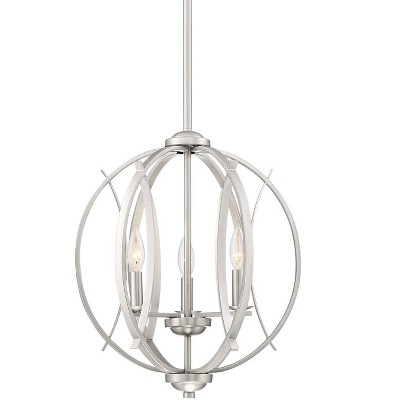 Possini Euro Design Brushed Nickel Orb Pendant Chandelier 16" Wide Modern 3-Light Fixture Dining Room House Foyer Kitchen Island