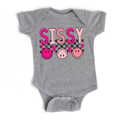 The Juniper Shop Sissy Checkered Baby Bodysuit - 6 Month - Heather Grey ...