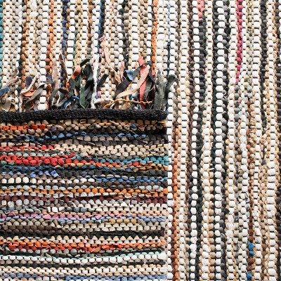 Vintage Multi-Color Handwoven Leather Square Area Rug