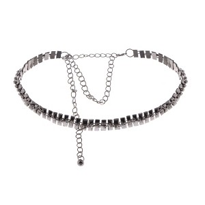 Anna-Kaci Women's Geometric Waist Chain with Square Link Design and Crystal Accents - Silver - 1 of 4
