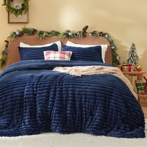 Bedsure Fluffy Comforter Set King - Cream White, 3 Pieces Plush Fuzzy Bed Set, 1 Shaggy Comforter with 2 Pillowcases - 1 of 4