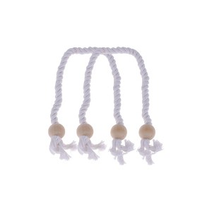 Unique Bargains Round Wooden Ball Magnetic Buckle Curtain Strap Cotton Linen Magnet Wood 2 Pcs - 1 of 4