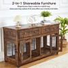2 Dog Crate Furniture for Large Breeds, Large Dog Kennel Furniture TV Stand, 58" Wooden Dog Kennel End Table with Drawers, Double Dog House - 2 of 4