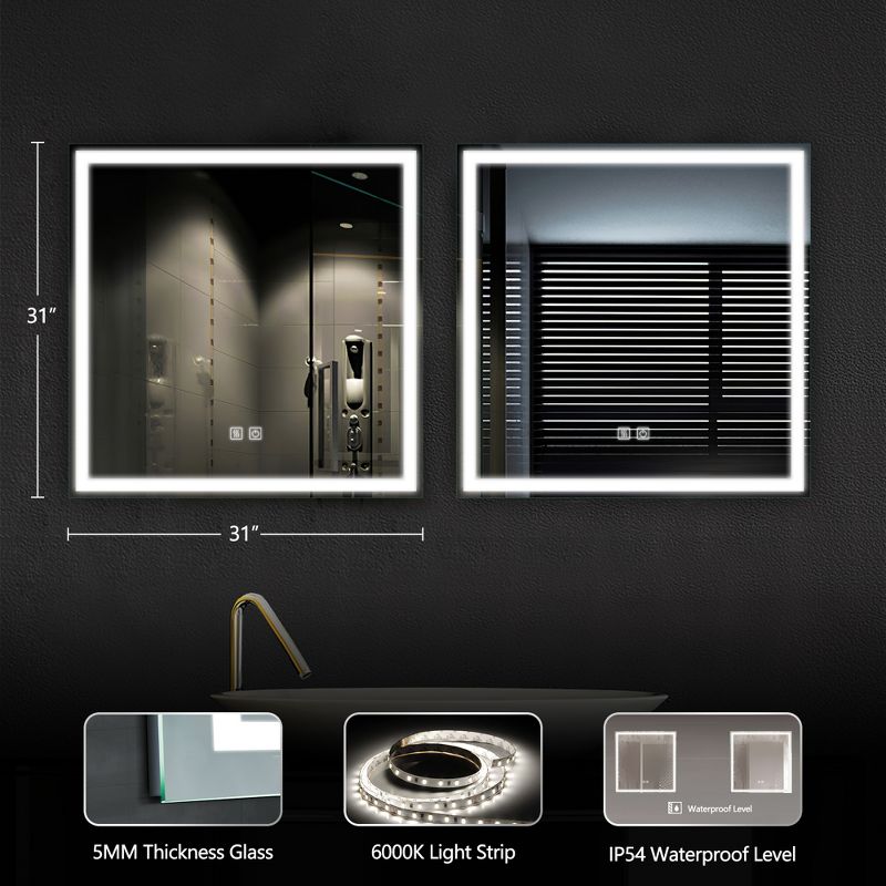 Neutypechic Oversized Bathroom Vanity Mirror LED Rectangle Anti-fog Wall Mirror with Backlit, 4 of 7
