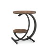 Resenkos Sofa Side End Table, End Table, Couch Table,2-Tier End Table, Small Accent Side Table with C-Shaped Frame,Brown & Black White - 3 of 4
