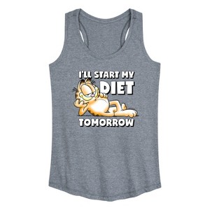 Women's - Garfield - Start My Diet Tomorrow Graphic Racerback Tank - 1 of 4