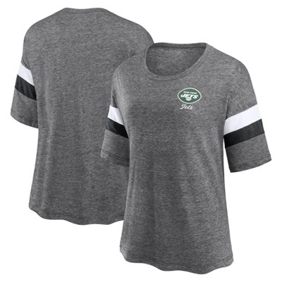 NFL New York Jets Women's Weak Side Blitz Marled Left Chest Short Sleeve T-Shirt - XL