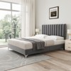Full/Queen Bed Frame with Adjustable Velvet Headboard, Wooden Slat Support, No Box Spring Needed, Easy Assembly, Noise-Free - 3 of 4